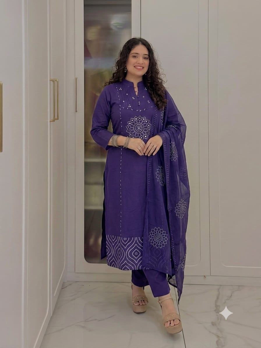 Blush Pink Floral Embroidered Gathered Kurta Set with Dupatta
